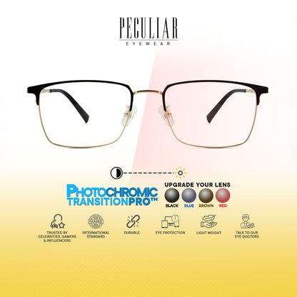 Oku Rectangle Metal Titanium Photochromic TransitionPro