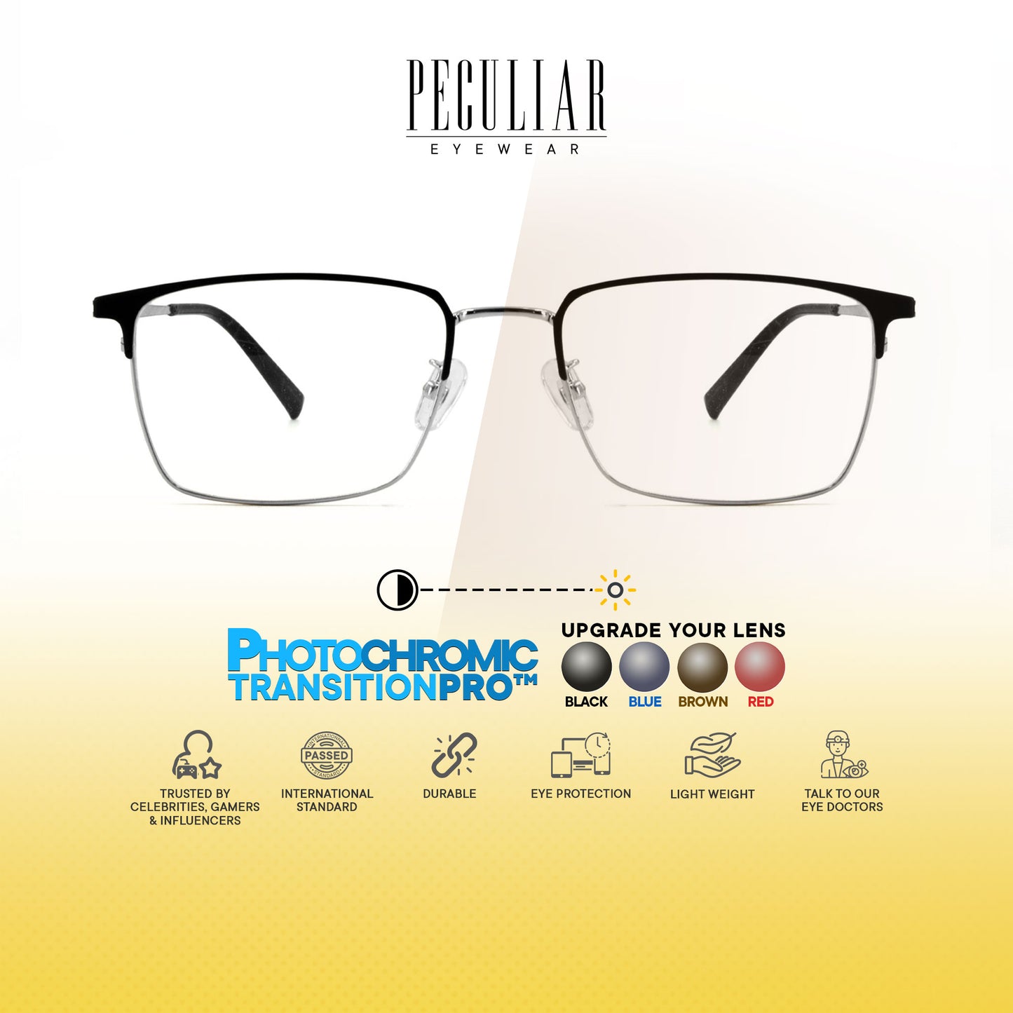 Oku Rectangle Metal Titanium Photochromic TransitionPro