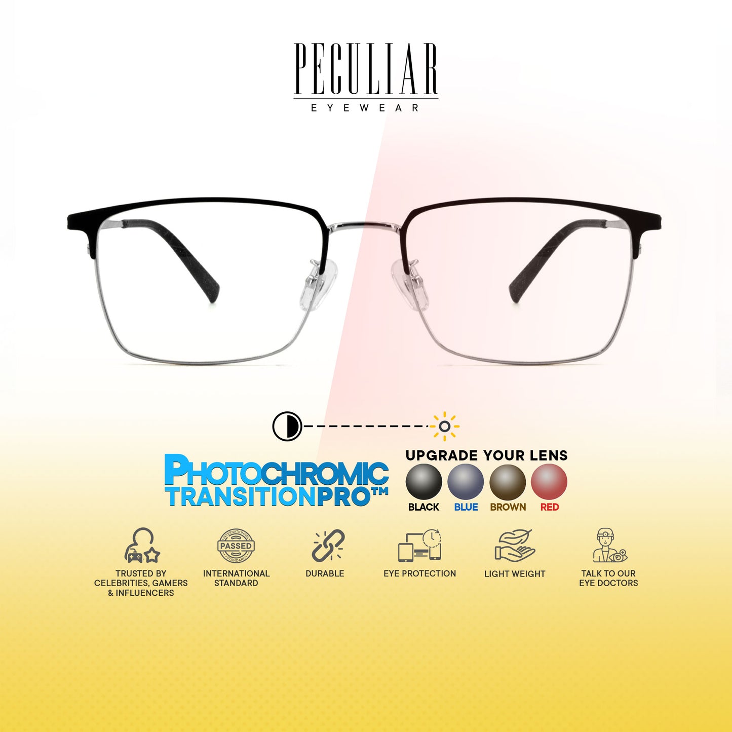 Oku Rectangle Metal Titanium Photochromic TransitionPro