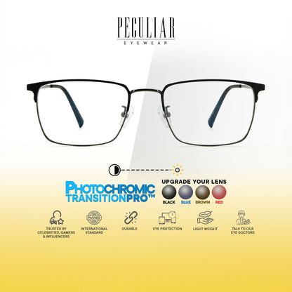 Oku Rectangle Metal Titanium Photochromic TransitionPro