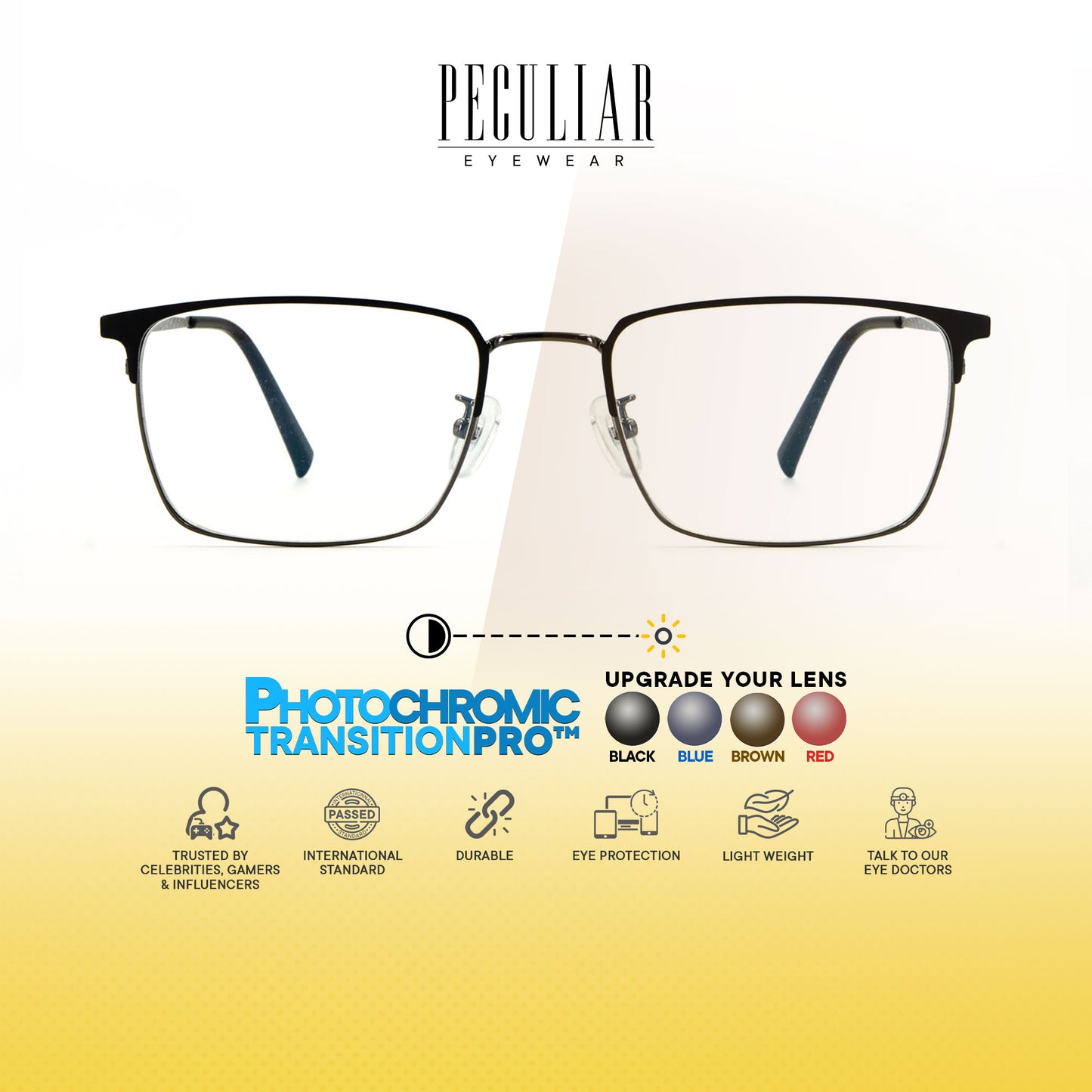 Oku Rectangle Metal Titanium Photochromic TransitionPro