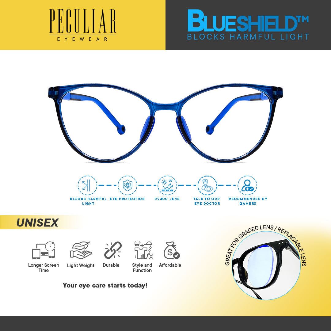 Peculiar AIDEN Kids Cat Eye FLEX TR90 Rubberized Frame Anti Radiation Glasses UV400