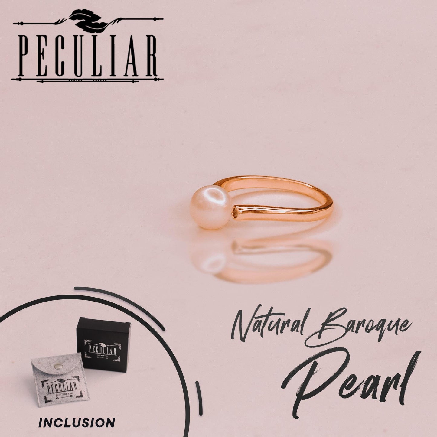 Peculiar Natural Pearls 18k Gold Plated Zircon Night and Day Open Ring - Jewelry