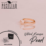 Peculiar Natural Pearls 18k Gold Plated Zircon Night and Day Open Ring