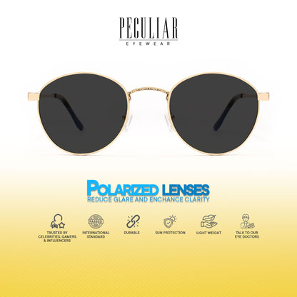 Peculiar Alex Round Metal Black Lens Sunglass Polarized Anti Rad Eyeglass Replaceable Lens Frames PhotoChromic TransitionPro  UV400 Lens Photochromic TAC Lens for Men and Women