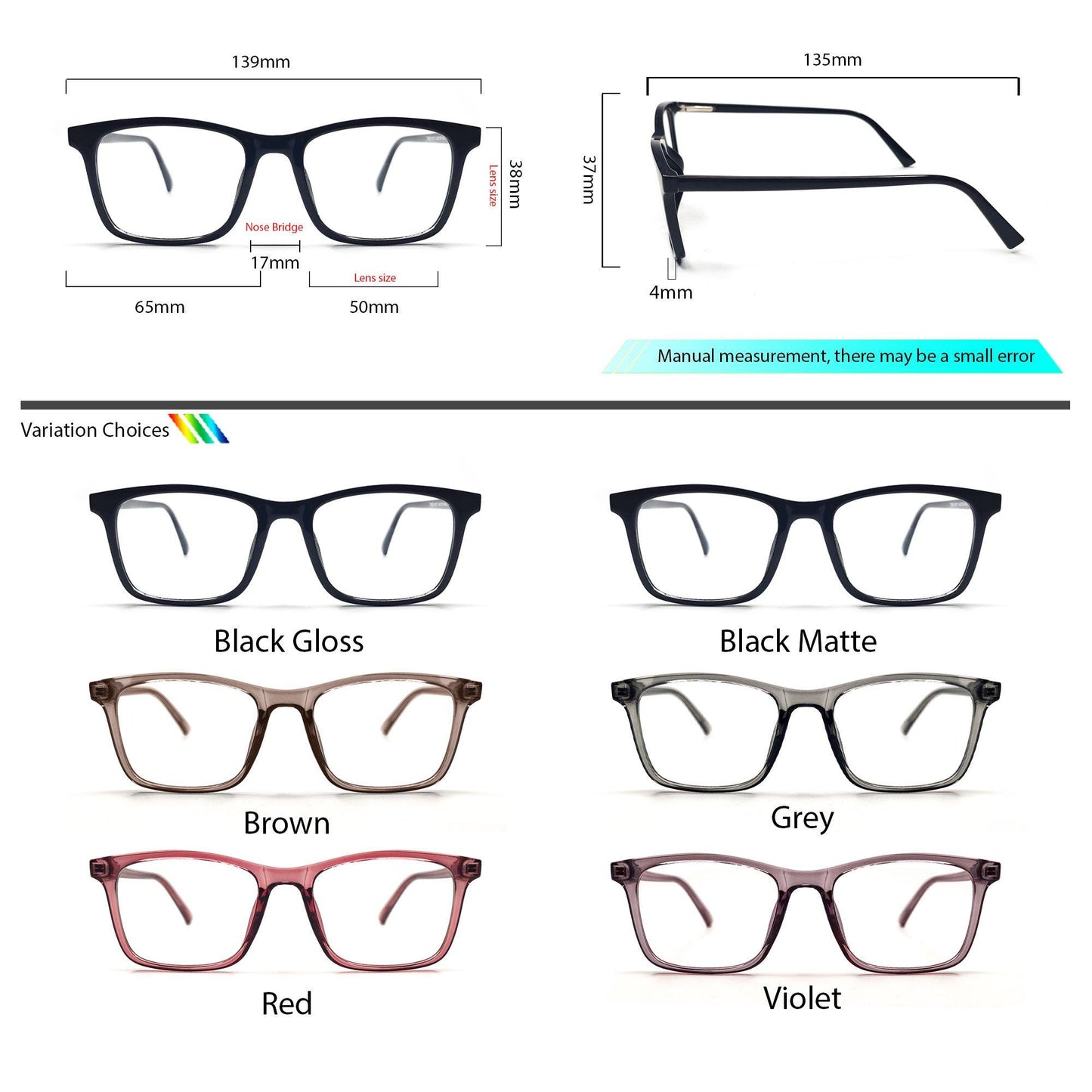 Peculiar Onyx Square Anti Radiation Glasses Anti Radiation Eyeglass for Woman Men Replaceable Lens