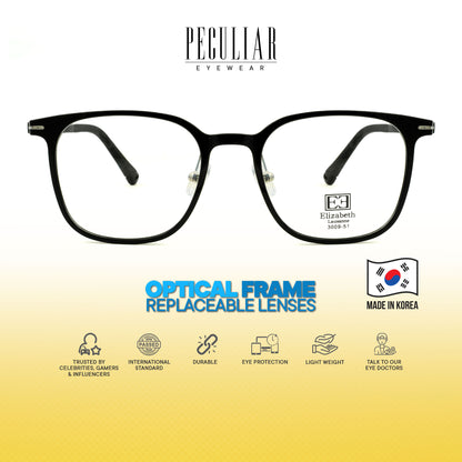 Peculiar Suji Square Korean BIO-Plastic Super Flex Computer Anti-Radiation Replaceable Lens Eyeglasses