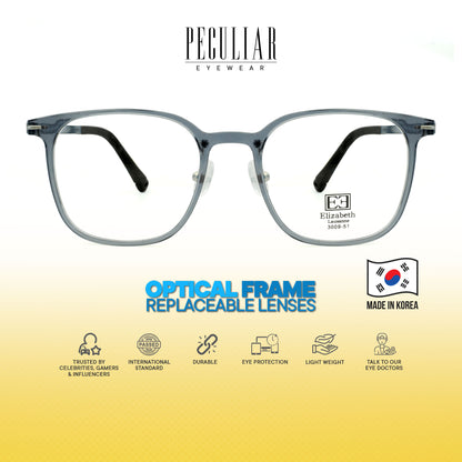 Peculiar Suji Square Korean BIO-Plastic Super Flex Computer Anti-Radiation Replaceable Lens Eyeglasses