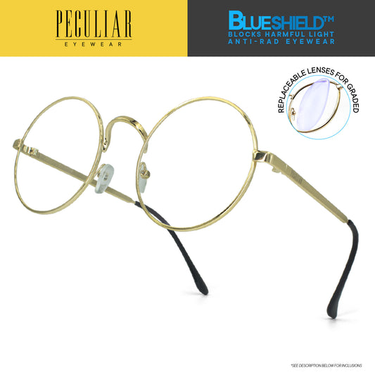 Peculiar ELI Round Alloy (3x Metal Plating) Frame Anti Radiation Glasses UV400
