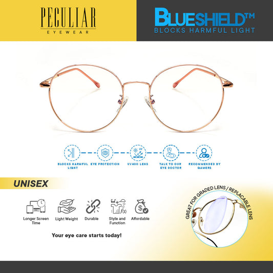 Peculiar BEL Round Stainless Steel Frame Anti Radiation Glasses UV400