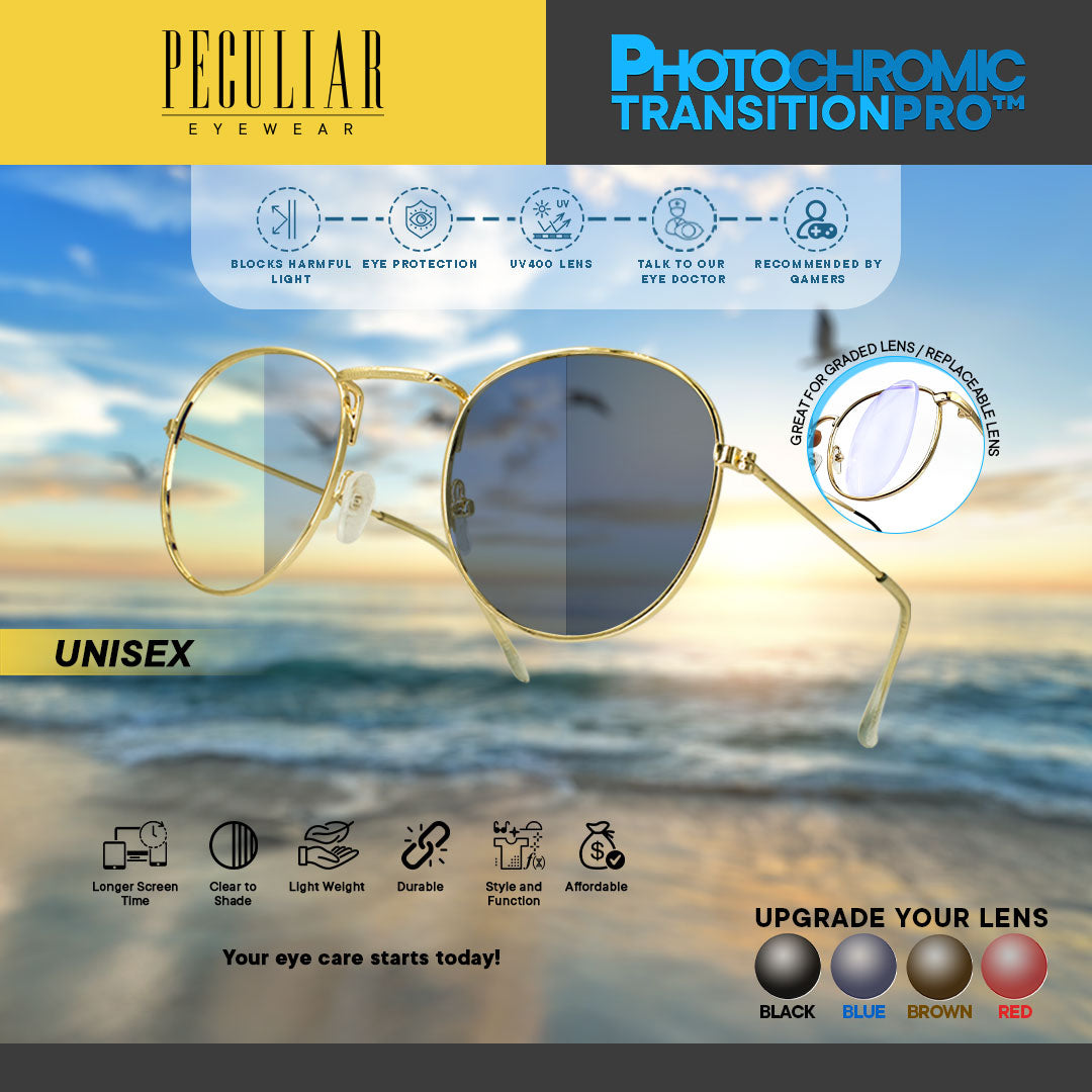 Peculiar LOUISE Round Stainless Steel Frame Anti Radiation Glasses UV400 (SMALL FRAME)