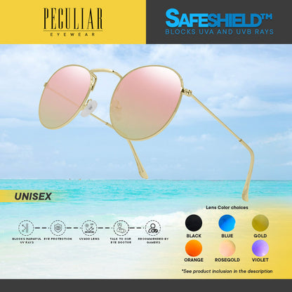 Peculiar Eyewear LOUISE Gold Round Metal Frame Sunglasses Shades For Men and Women