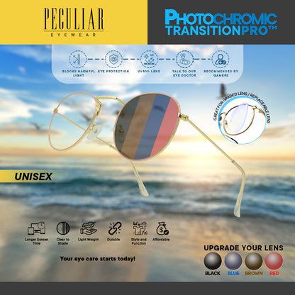 Peculiar LOUISE Round PINKGOLD Stainless Steel Frame Peculiar Photochromic TransitionPRO Lens