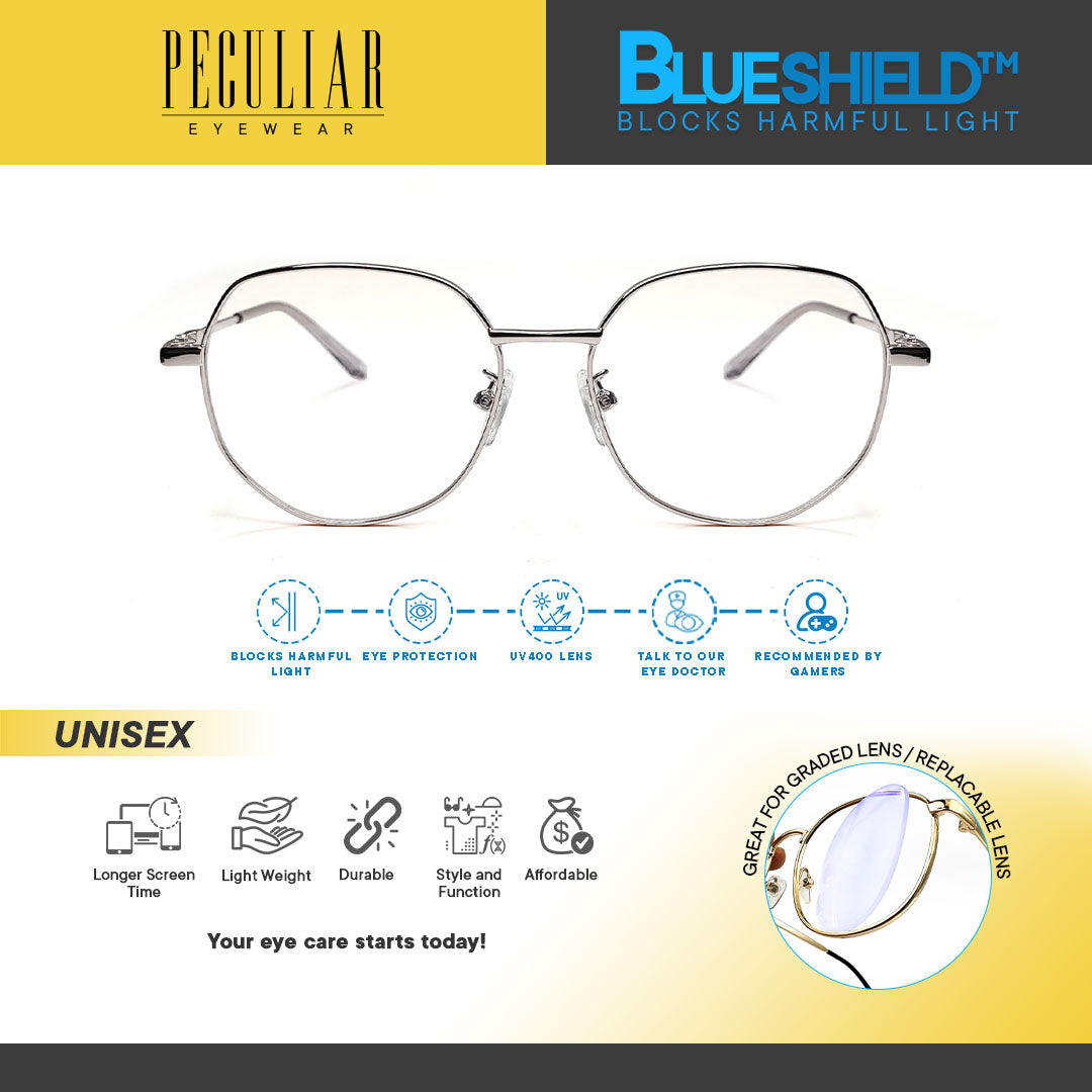 Peculiar NATE Deco Stainless Steel Frame Anti Radiation Glasses UV400
