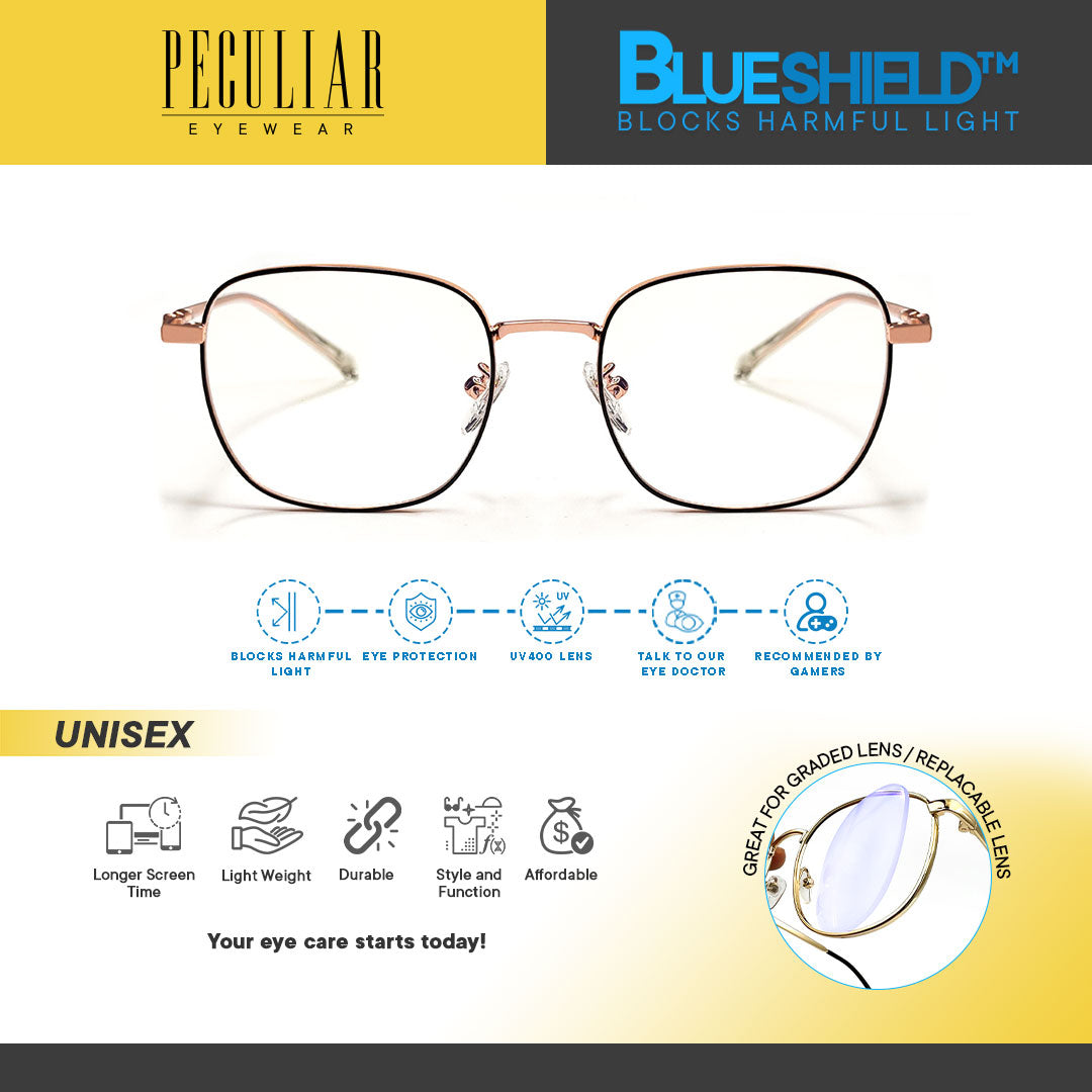 Peculiar NEIL Square Stainless Steel Frame Anti Radiation Glasses UV400