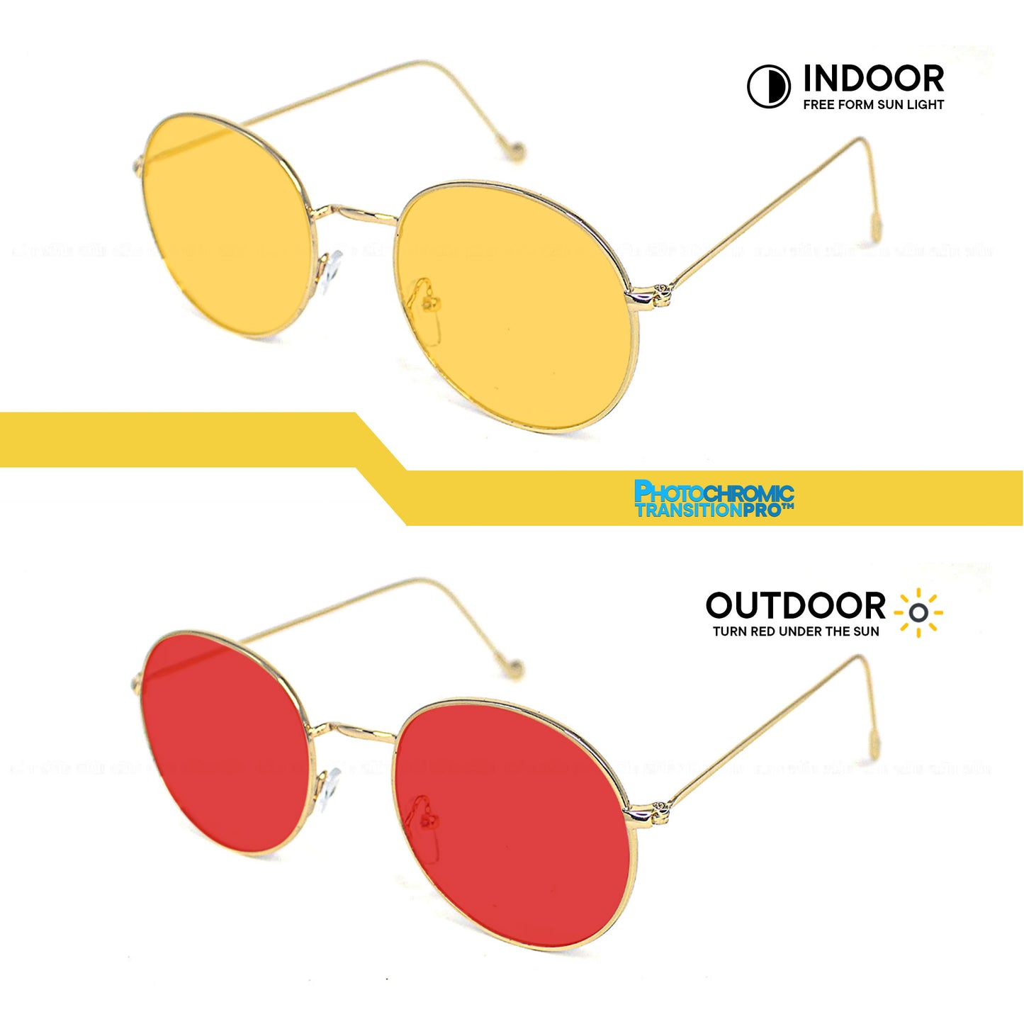 Peculiar Erin Round Metal Black Lens Sunglass Polarized Anti Rad Eyeglass Replaceable Lens Frames PhotoChromic TransitionPro  UV400 Lens Photochromic TAC Lens for Men and Women