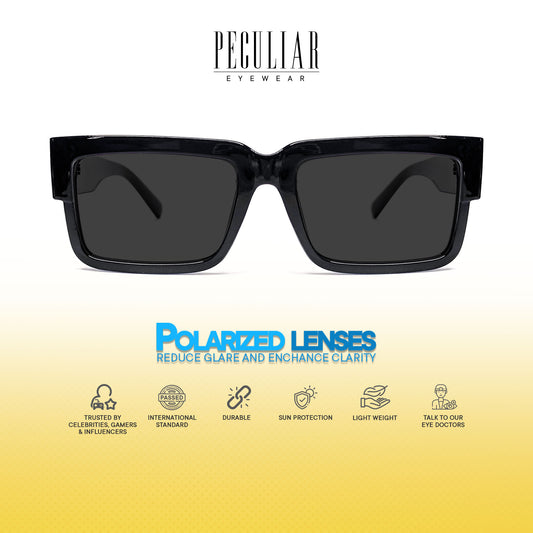 Peculiar Uno Square Acetate Black Lens Sunglass Polarized Anti Rad Eyeglass Replaceable Lens Frames PhotoChromic TransitionPro  UV400 Lens Photochromic TAC Lens for Men and Women