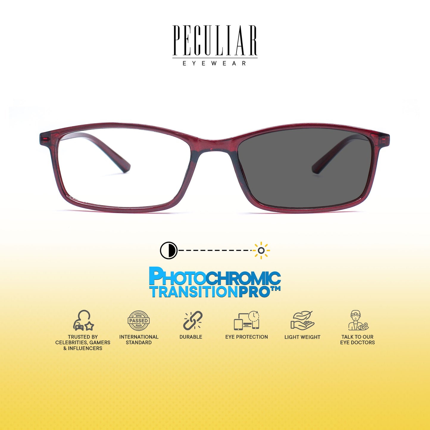 Peculiar Maxx Rectangle Acetate Sunglass Anti Rad Eyeglass Replaceable Lens Frames PhotoChromic TransitionPro Polarized UV400 Lens Photochromic TAC Lens for Men and Women