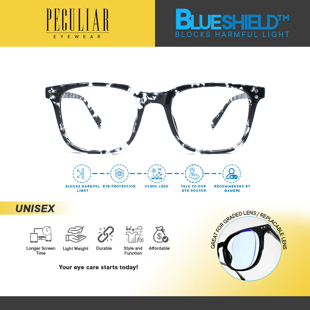 Peculiar LEO Square Polycarbonated Frame Anti Radiation Glasses UV400