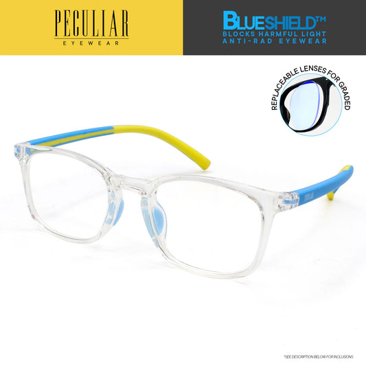 Peculiar JILLIAN Rectangle KIDS FLEX TR90 Rubberized Frame Anti Radiation Glasses UV400 (5-10 yrs old)