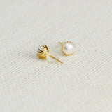 Peculiar Jewelry Natural Pearl Round Gold Plated Stud Earring - Non Tarnish Baroque Pearls