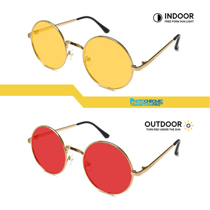 Peculiar Eli Round Metal Black Lens Sunglass Polarized Anti Rad Eyeglass Replaceable Lens Frames PhotoChromic TransitionPro  UV400 Lens Photochromic TAC Lens for Men and Women