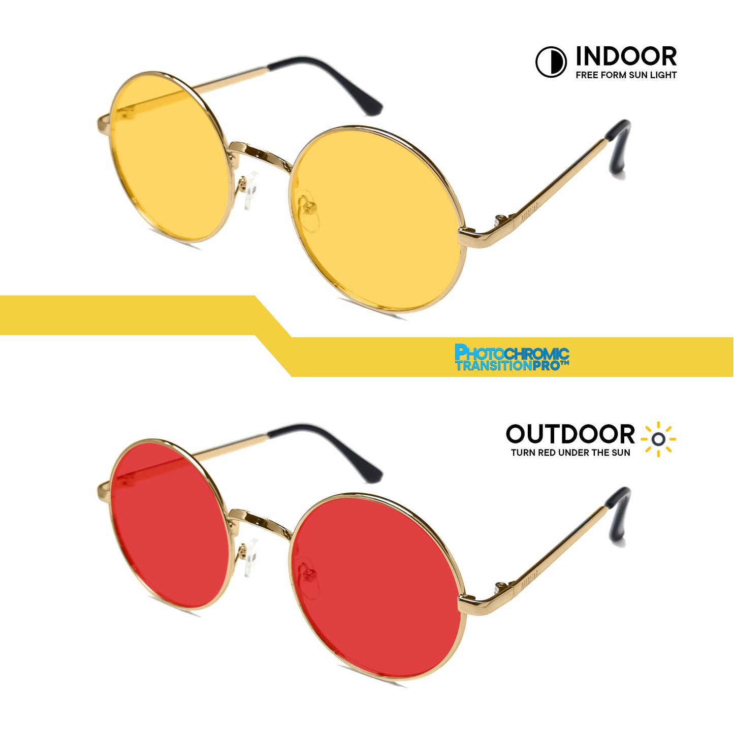 Peculiar Eli Round Metal Sunglass Anti Rad Eyeglass Replaceable Lens Frames PhotoChromic TransitionPro Polarized UV400 Lens Photochromic TAC Lens for Men and Women