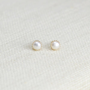 Peculiar Jewelry Natural Pearl Round Gold Plated Stud Earring - Non Tarnish Baroque Pearls