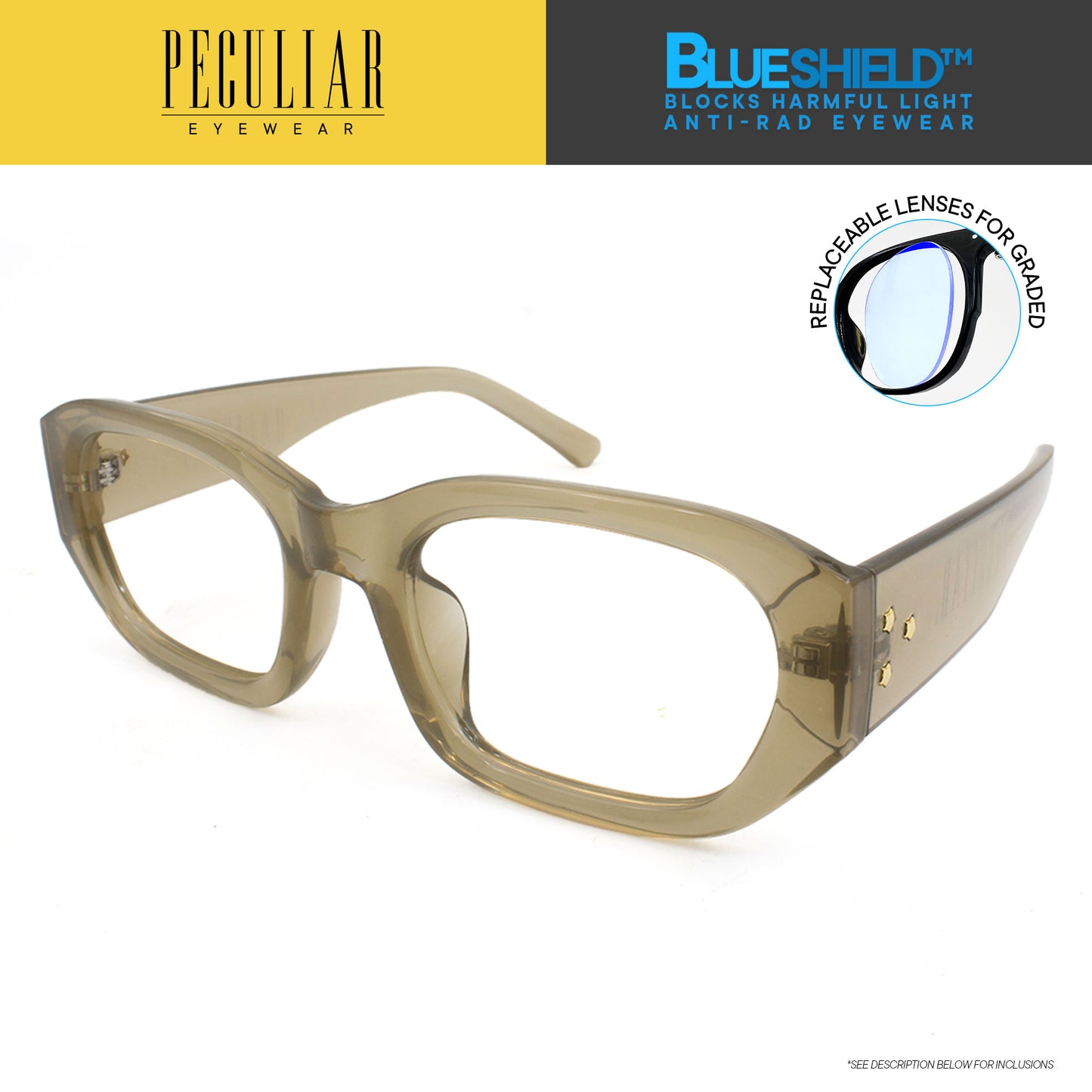 Peculiar Eyewear RIRI Oval Anti Radiation Sunglasses Replaceable Lenses for Men and Women