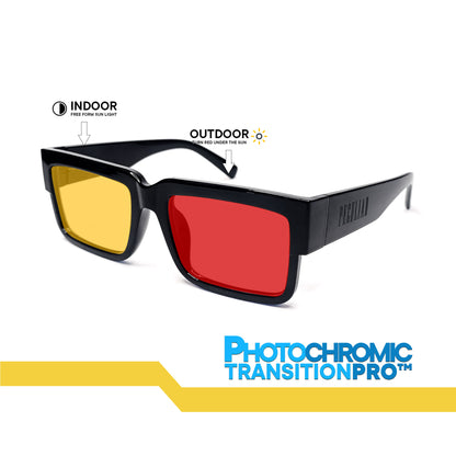 Peculiar Uno Square Acetate Black Lens Sunglass Polarized Anti Rad Eyeglass Replaceable Lens Frames PhotoChromic TransitionPro  UV400 Lens Photochromic TAC Lens for Men and Women