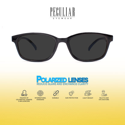 Peculiar Xander Rectangle Acetate Black Lens Sunglass Polarized Anti Rad Eyeglass Replaceable Lens Frames PhotoChromic TransitionPro  UV400 Lens Photochromic TAC Lens for Men and Women