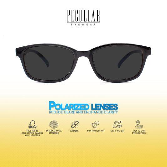 Peculiar Xander Rectangle Acetate Black Lens Sunglass Polarized Anti Rad Eyeglass Replaceable Lens Frames PhotoChromic TransitionPro  UV400 Lens Photochromic TAC Lens for Men and Women