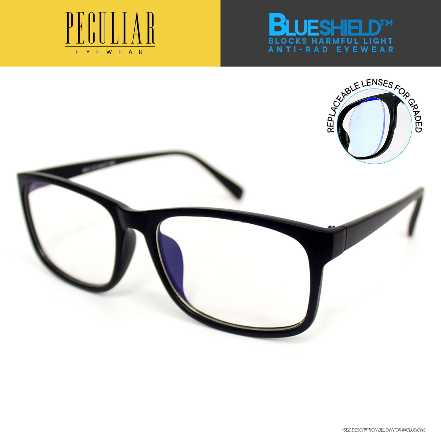 Peculiar CLEO Square Polycarbonate Frame Anti Radiation Glasses UV400