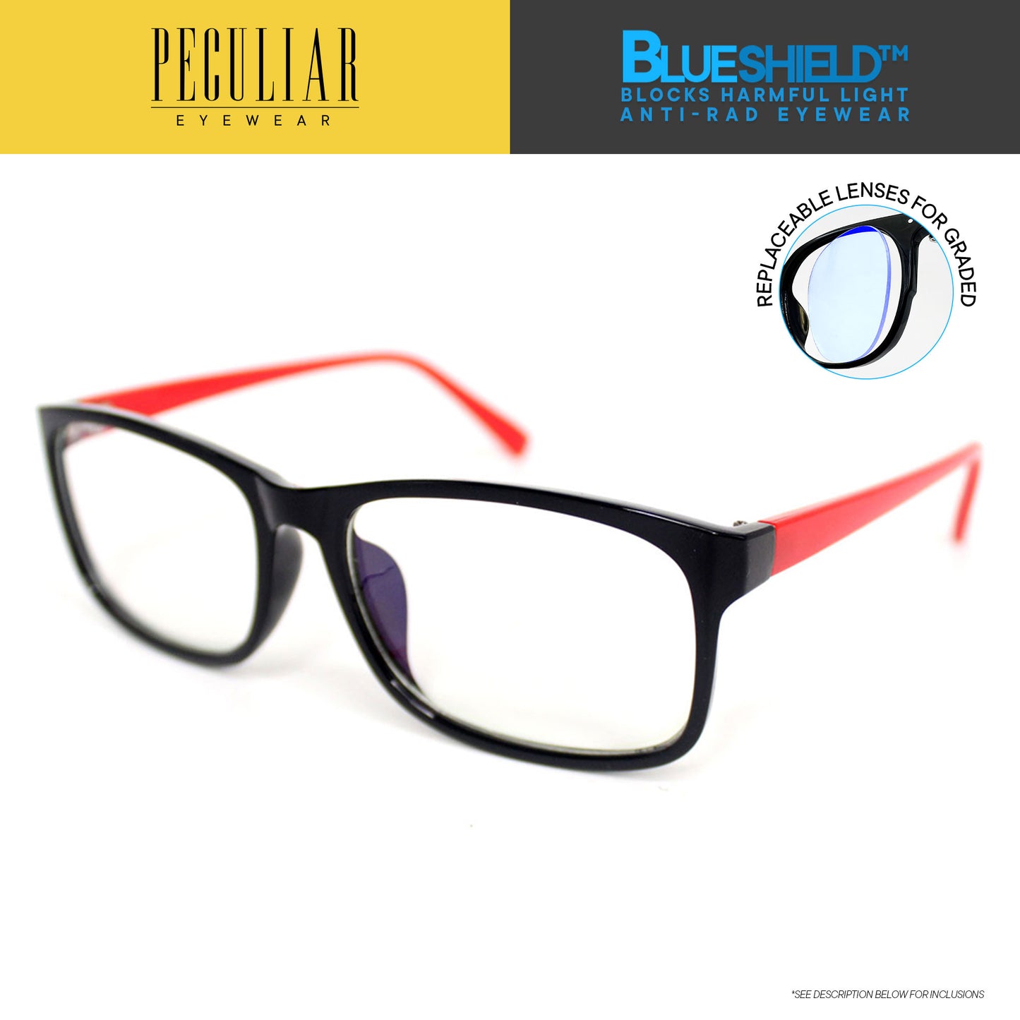 Peculiar CLEO Square Polycarbonate Frame Anti Radiation Glasses UV400