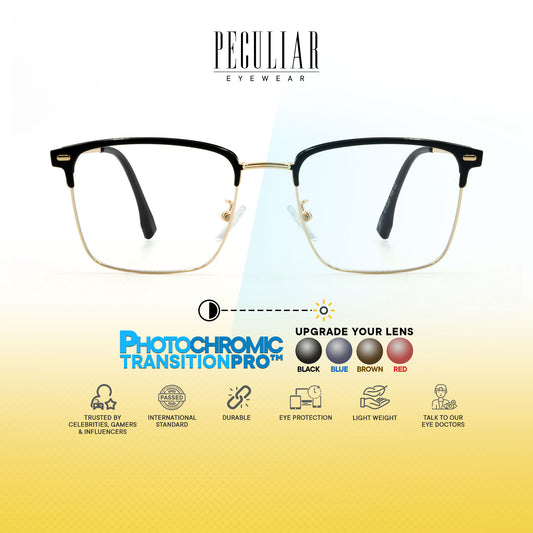 Haraku Square Metal Frame Photochromic TransitionPro
