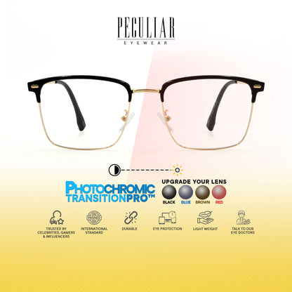 Haraku Square Metal Frame Photochromic TransitionPro