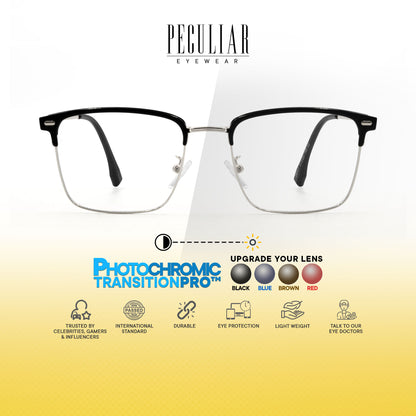Haraku Square Metal Frame Photochromic TransitionPro