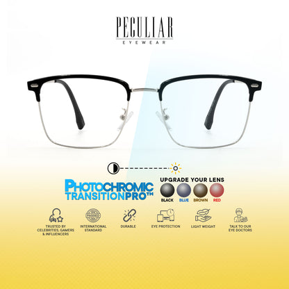 Haraku Square Metal Frame Photochromic TransitionPro