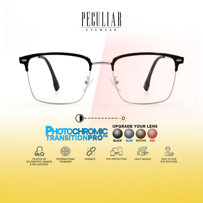 Haraku Square Metal Frame Photochromic TransitionPro