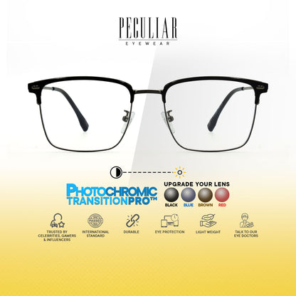 Haraku Square Metal Frame Photochromic TransitionPro
