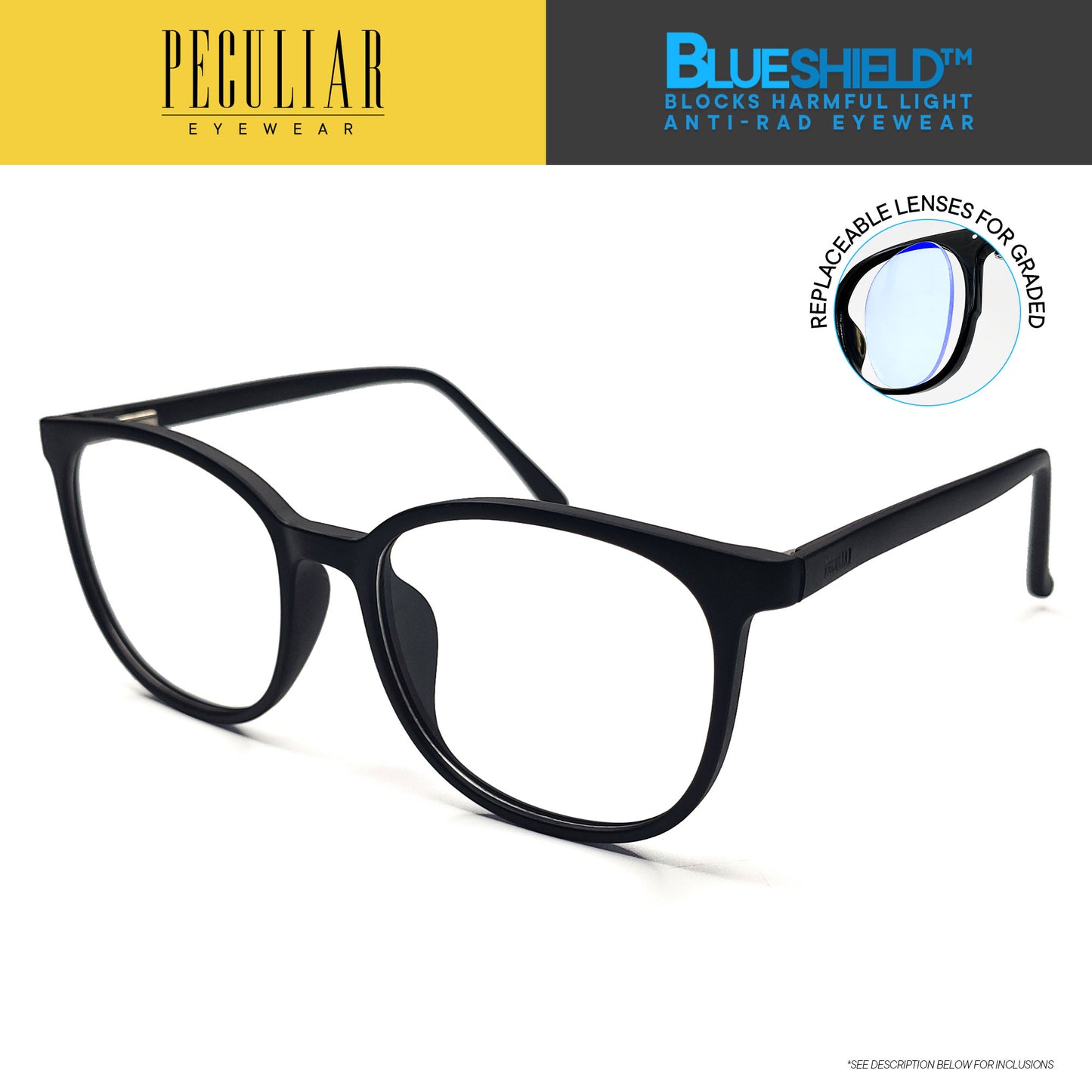 Peculiar RENN Square FLEX TR90 Frame Anti Radiation Glasses UV400