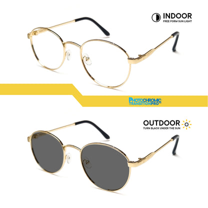 Peculiar Alex Round Metal Sunglass Anti Rad Eyeglass Replaceable Lens Frames PhotoChromic TransitionPro Polarized UV400 Lens Photochromic TAC Lens for Men and Women