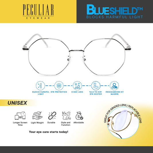 Peculiar LAYTON Deco Square Stainless Steel Frame Anti Radiation Glasses UV400