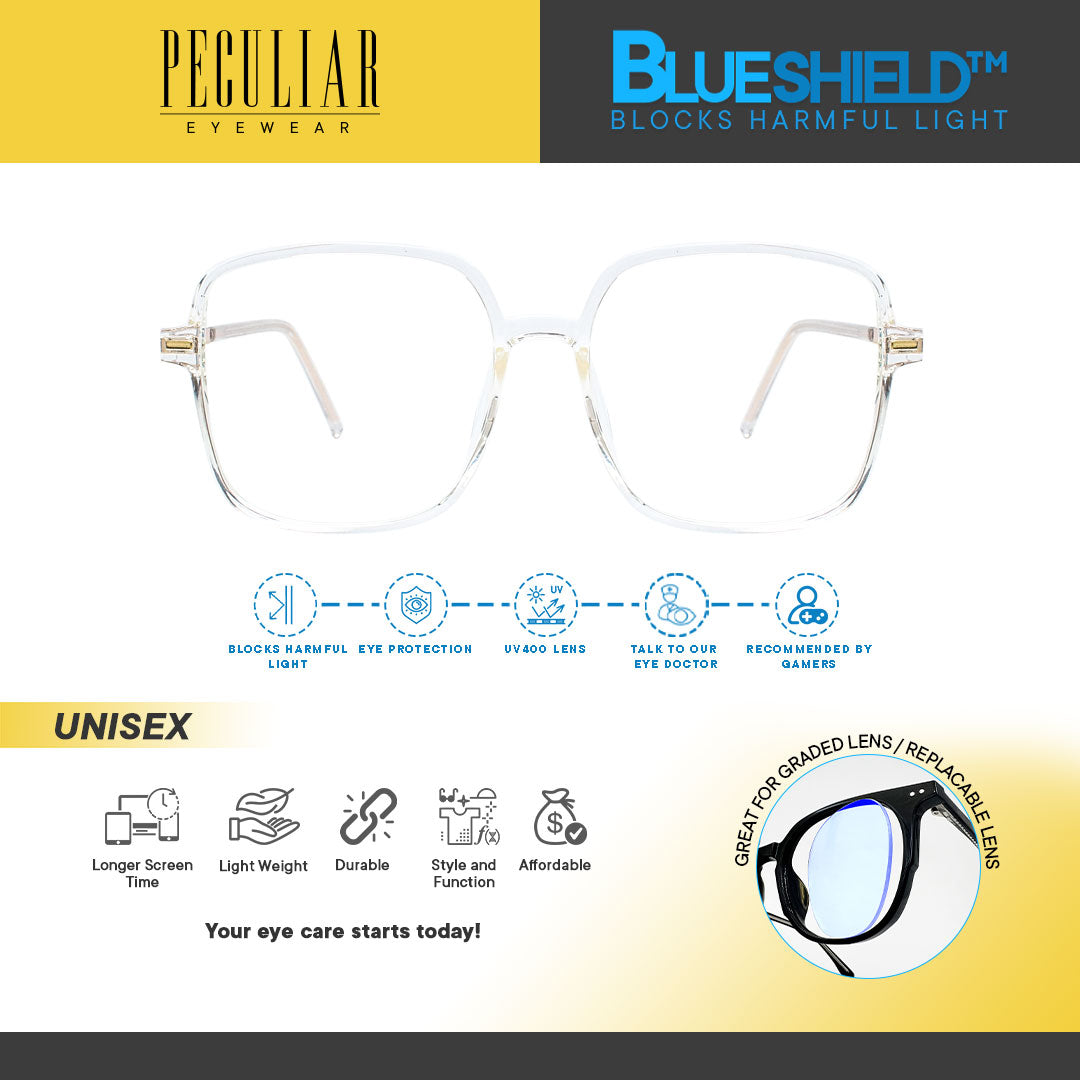 Peculiar RONIN Square OVERSIZED Polycarbonate Frame Anti Radiation Glasses UV400