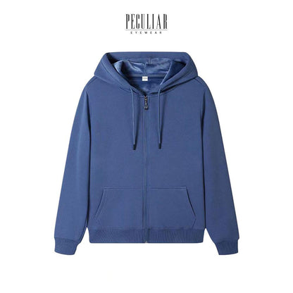 Peculiar Blue Oversize Hoodie Sports Jacket Sweater Pure Cotton 360g for Men or Women