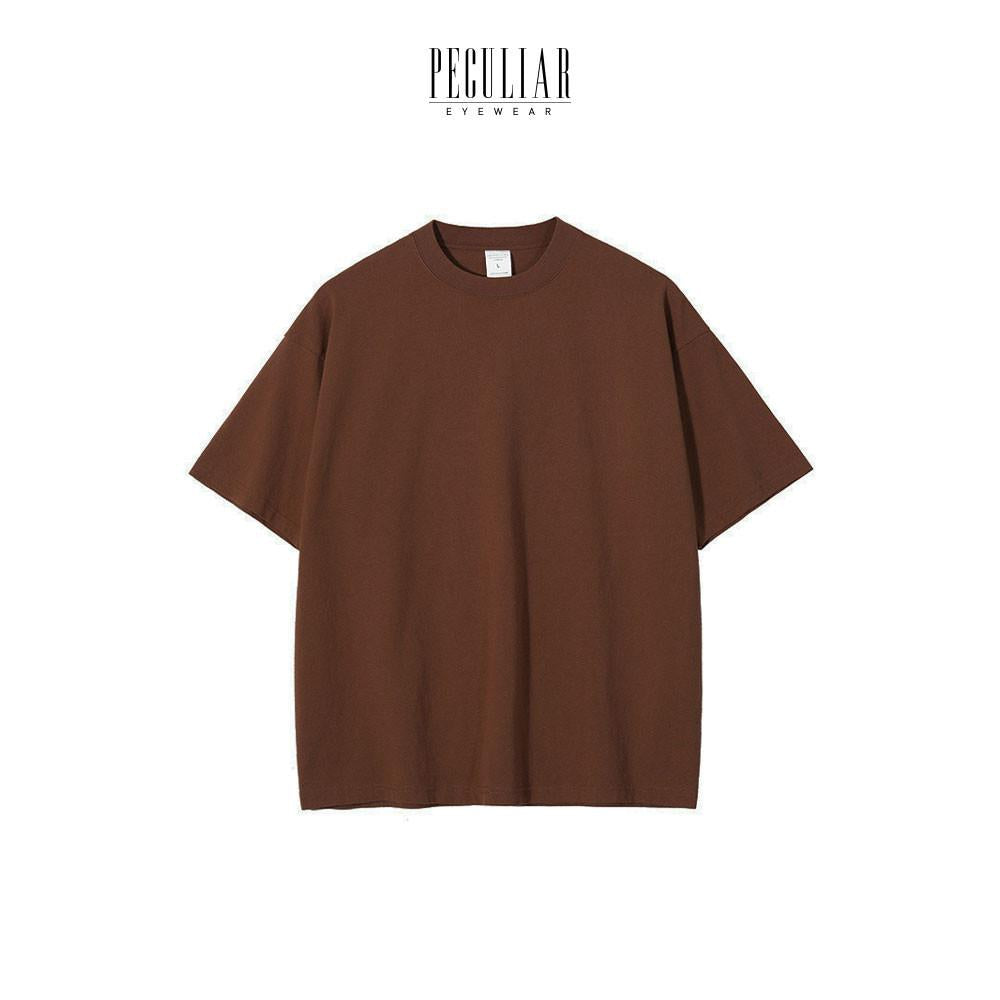 Peculiar DarkBrown Oversize T Shirt Pure Cotton American Style 300g for Men And Women