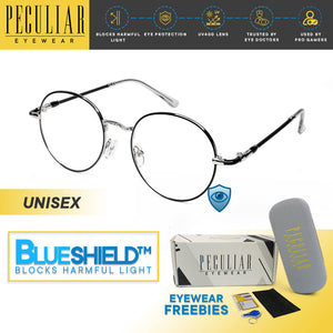 Peculiar ZION Round Stainless Steel Frame Anti Radiation Glasses  UV400