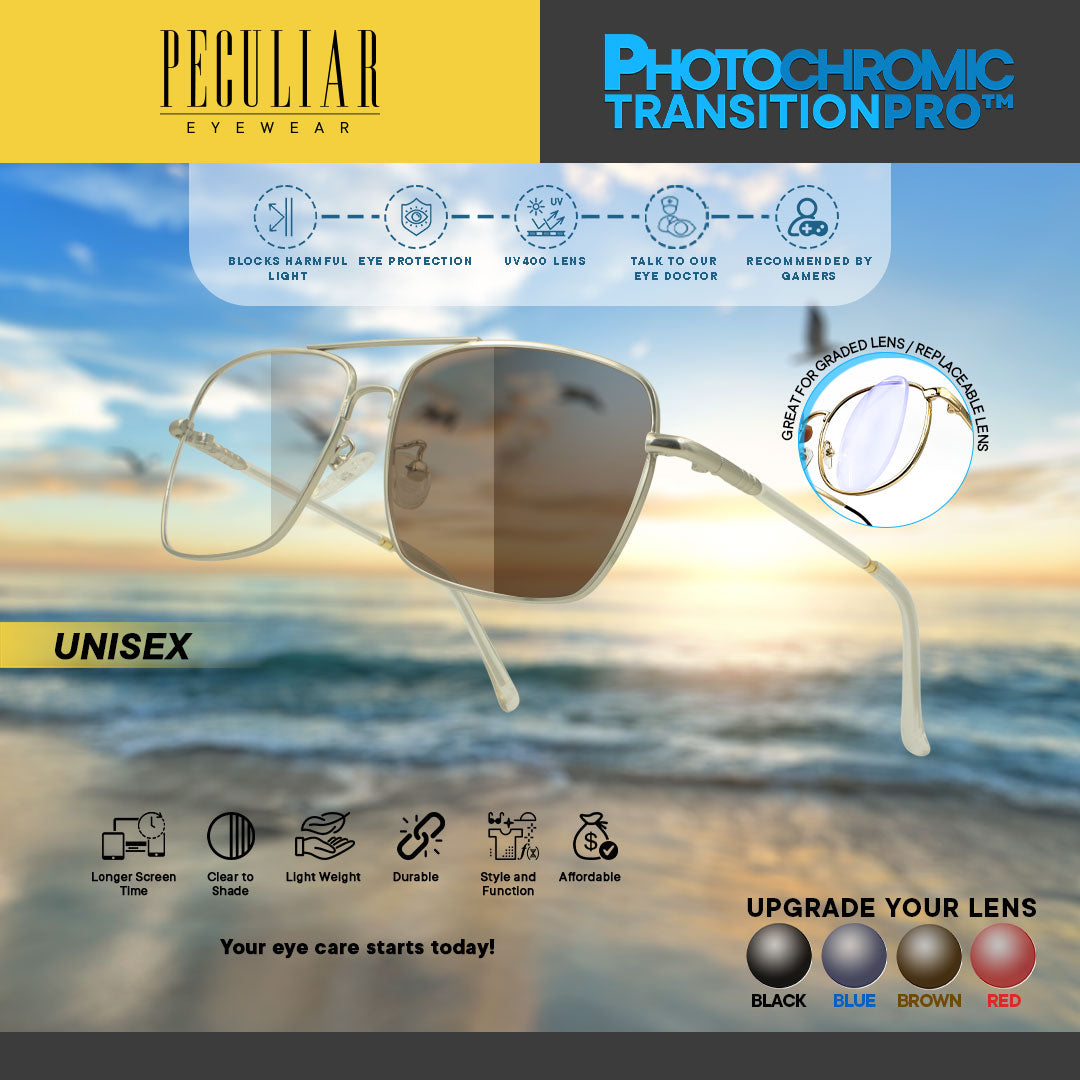Peculiar x Ces Style CLASSY BABY Rectangle SILVER Peculiar Photochromic TransitionPRO Lens