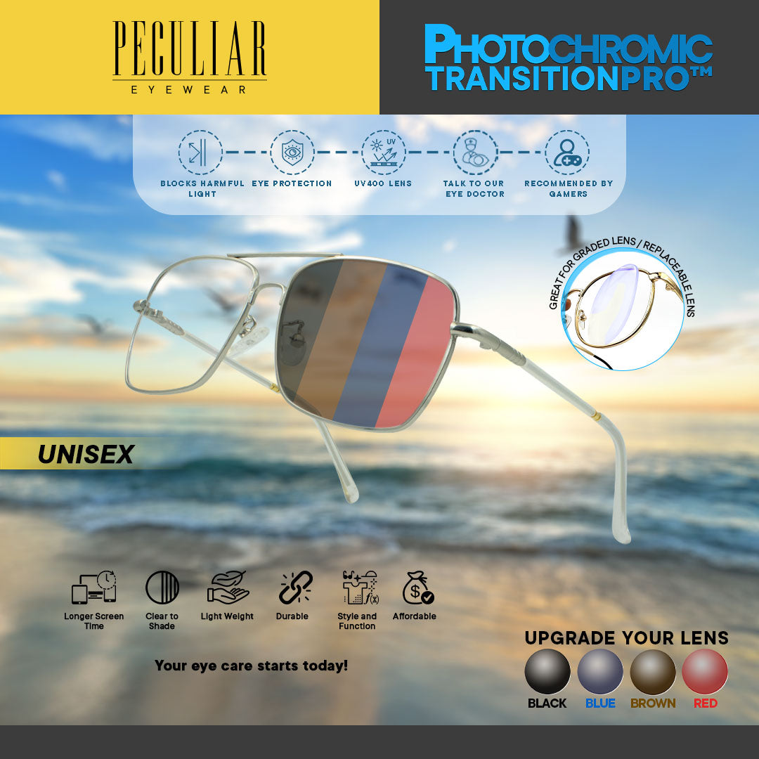 Peculiar x Ces Style CLASSY BABY Rectangle SILVER Peculiar Photochromic TransitionPRO Lens