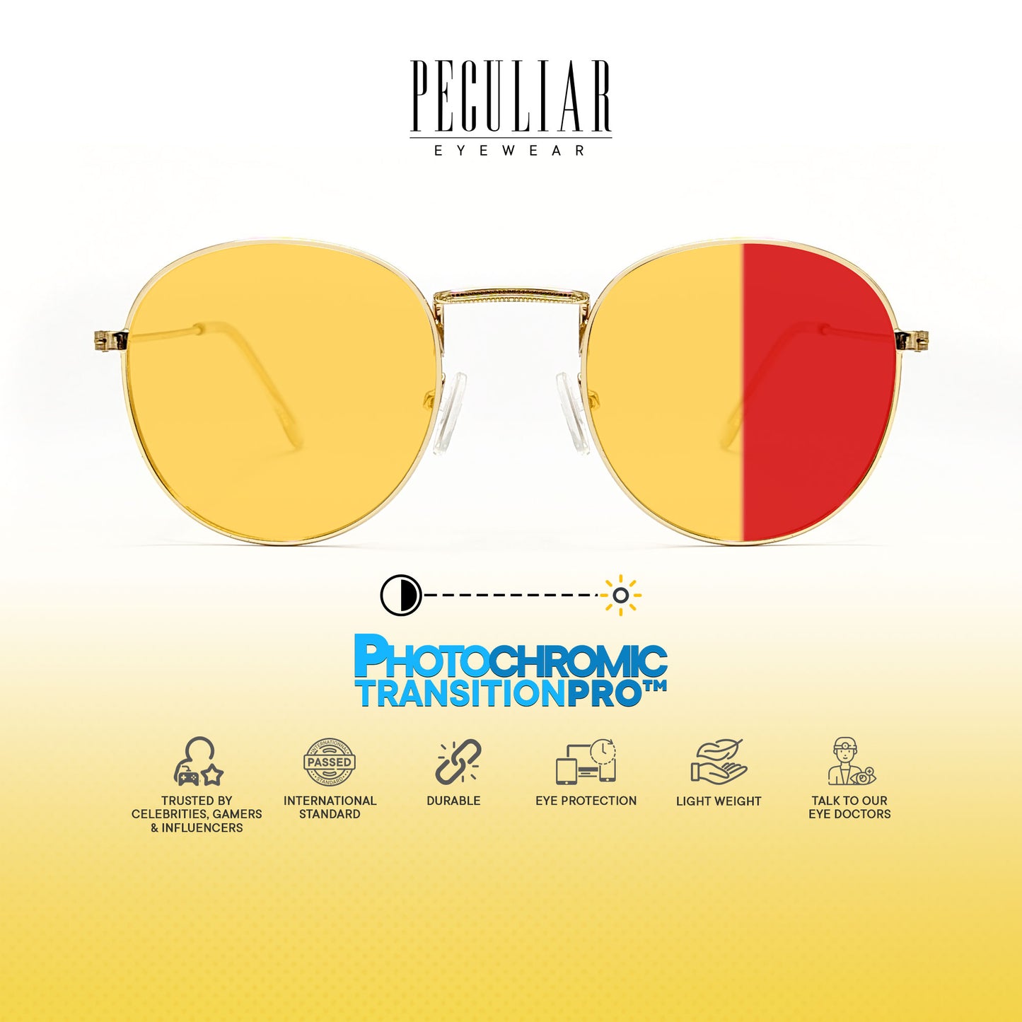 Peculiar Louise Round Metal Sunglass Anti Rad Eyeglass Replaceable Lens Frames PhotoChromic TransitionPro Polarized UV400 Lens Photochromic TAC Lens for Men and Women